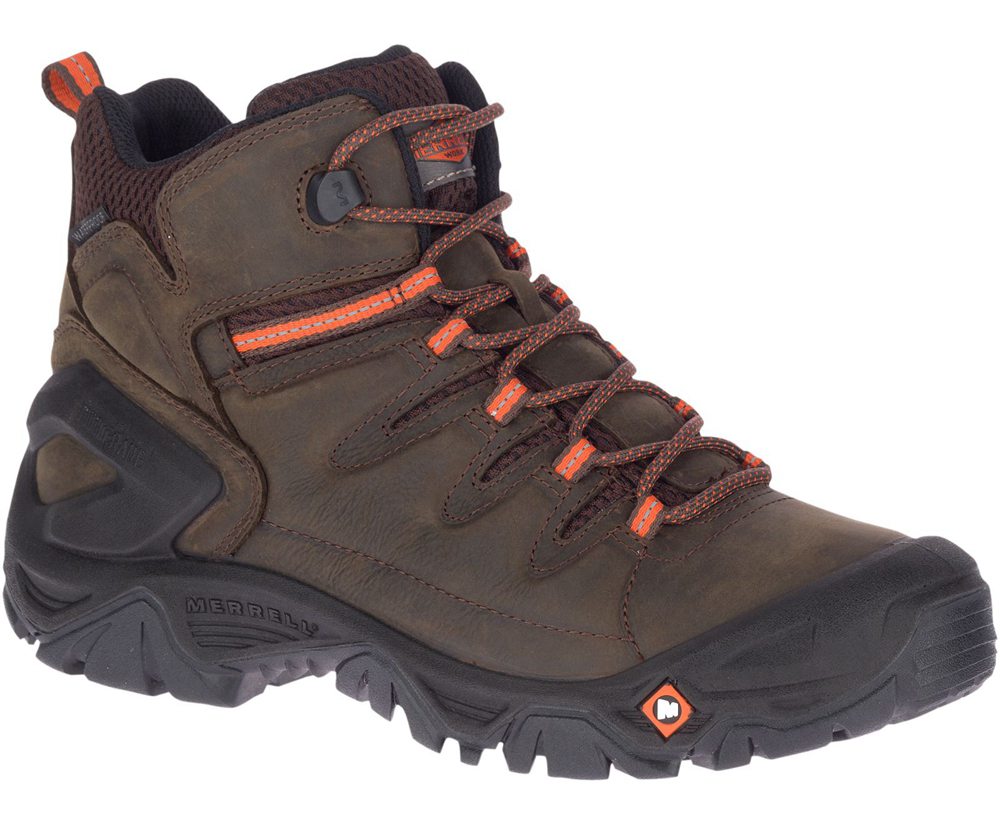 Merrell Hiking Boots Brown - Strongfield Leather 6\" Waterproof Slip-Resistant - Mens 91QGVPWXN
